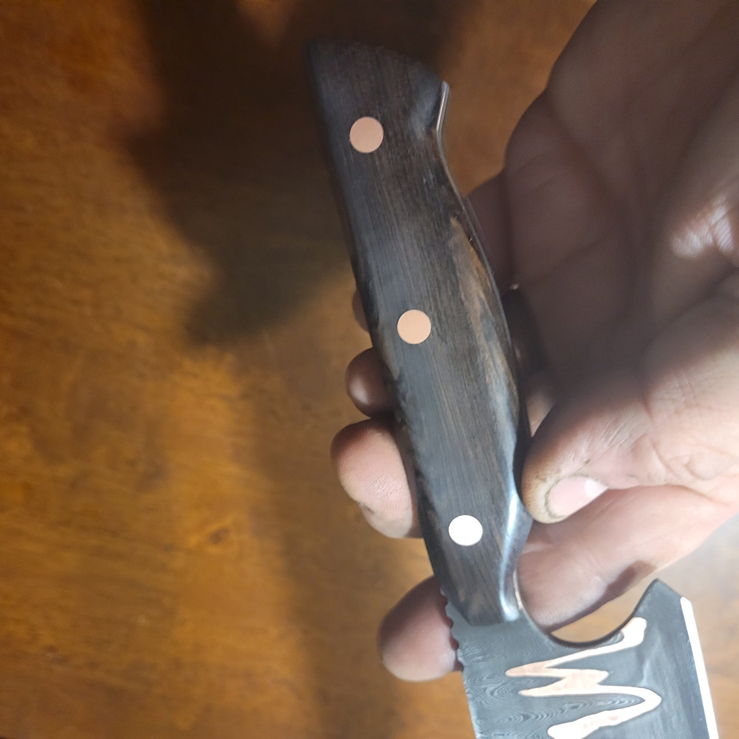 200 layer copper san-mai damascus  chefs knife