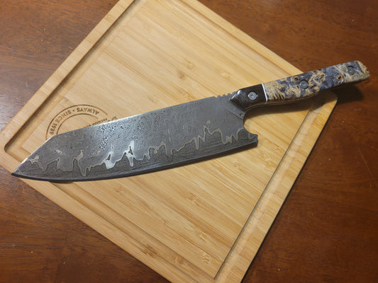200 layer Nickel san- mia damascus chefs knife