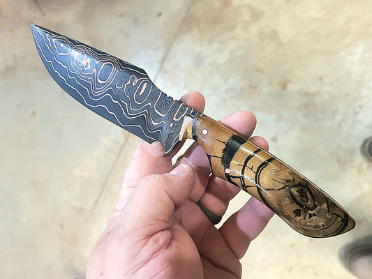 Copper and nickel damascus hunter