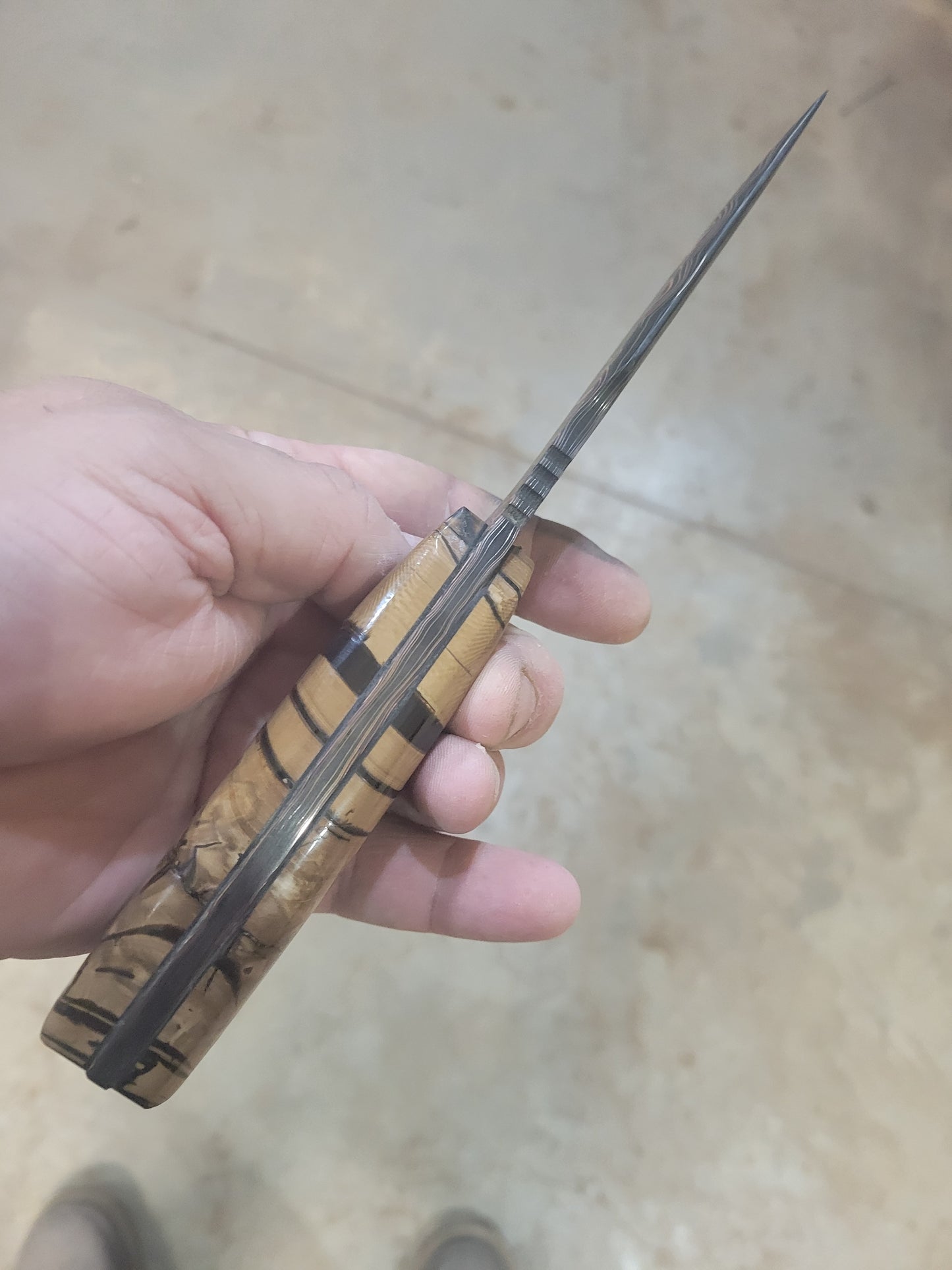 Copper and nickel damascus hunter