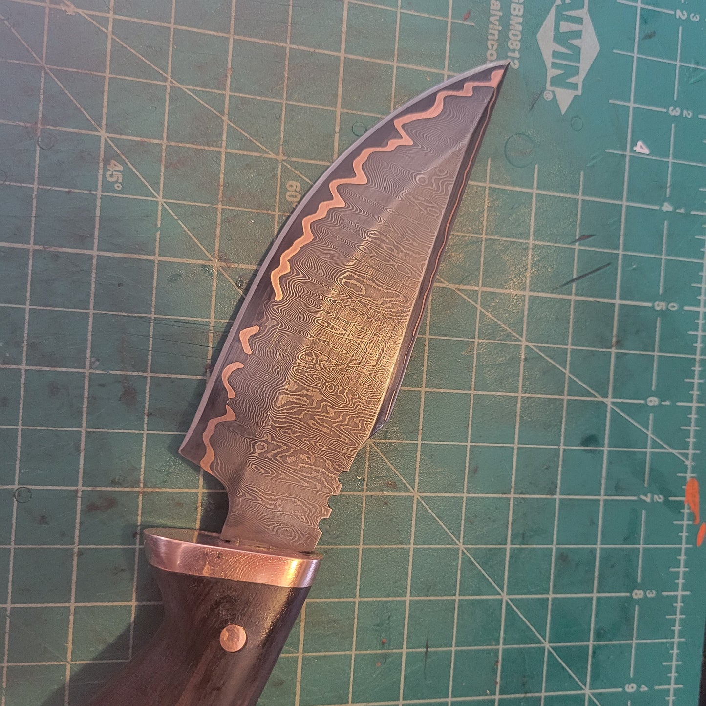 100 layer copper Damascus 5" blade hunter