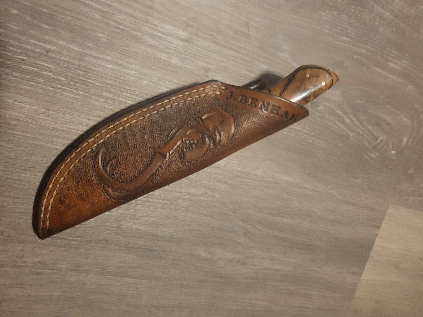 Copper and nickel damascus hunter