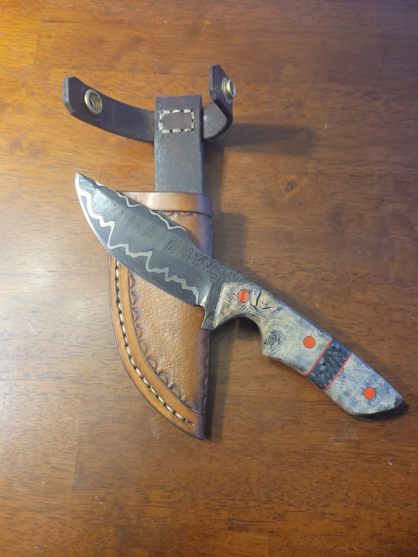 4" nickel damascus hunter