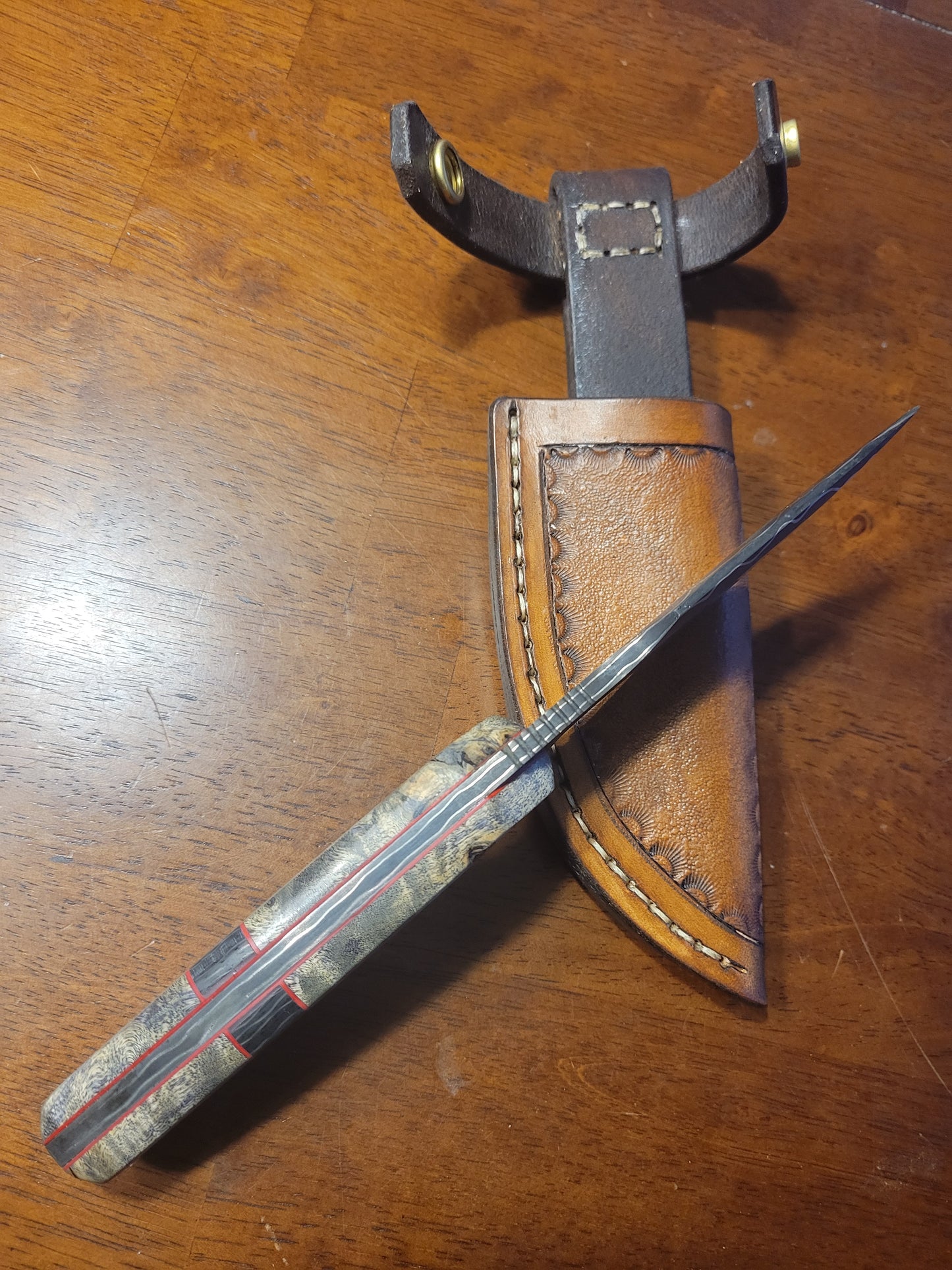 4" nickel damascus hunter